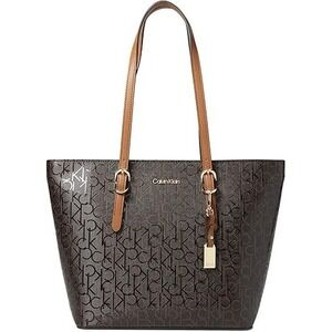 Calvin Klein Signature Tote Bag Serafina Brown Logo 15.5x10.5x5in‎ Handbag